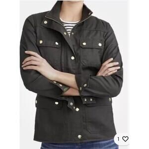 J. Crew Women’s Resin-Coated Twill Field Jacket Size Small Black